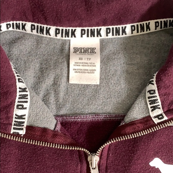 Victoria’s Secret Pink ~ Maroon and Grey 1/4 Zip - Picture 3 of 5